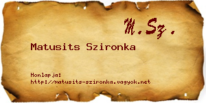 Matusits Szironka névjegykártya